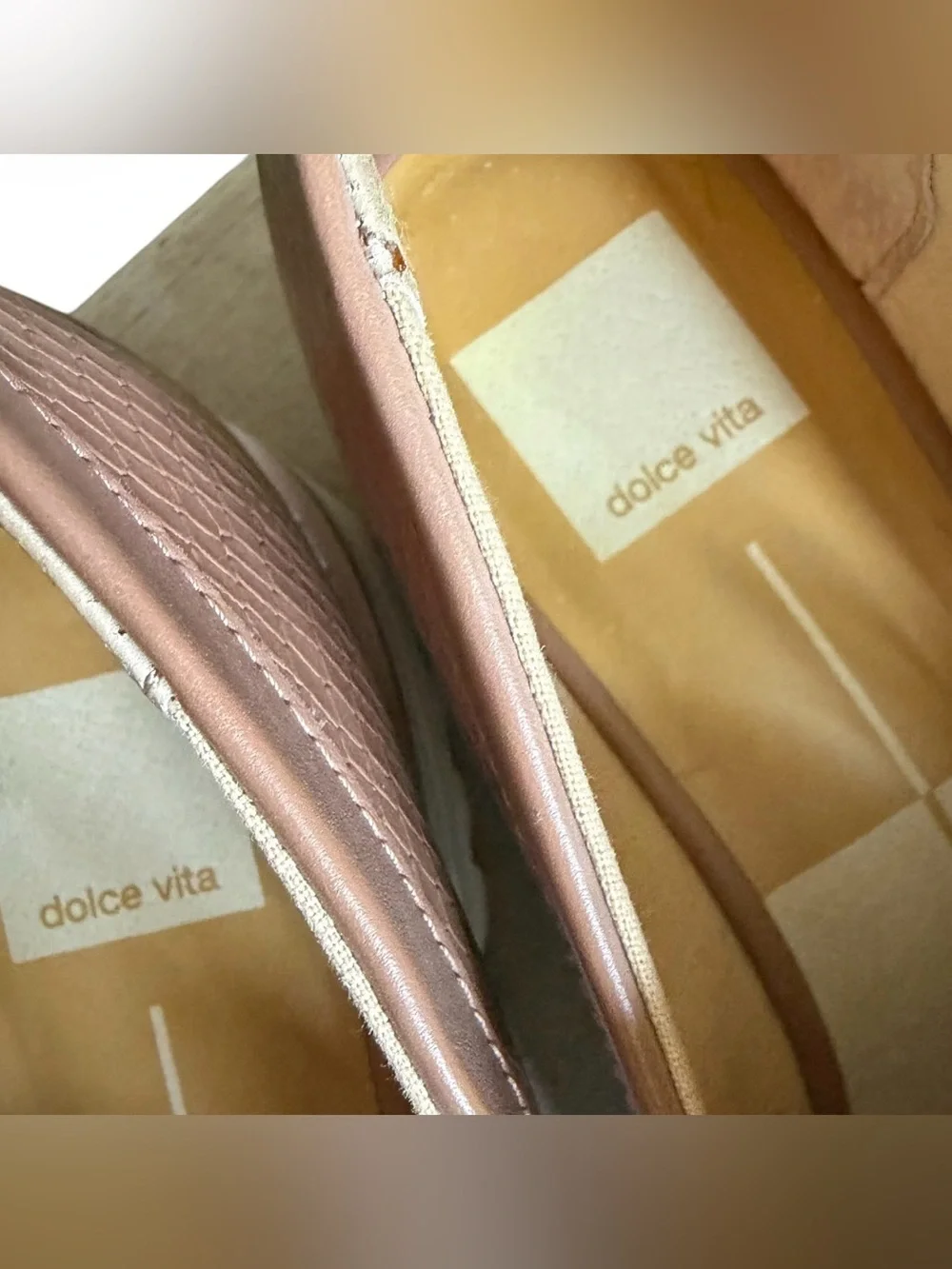 Dolce Vita Abbott Penny Loafers Tan Snake Textured Platform Lug Shoes Size 8.5